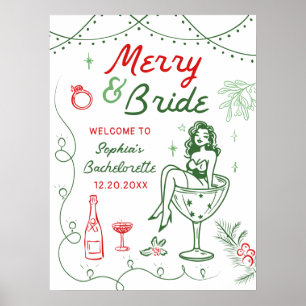 Poster de Bachelorette de Noël Joyeux Et Marié