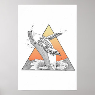 Poster de baleine couchant