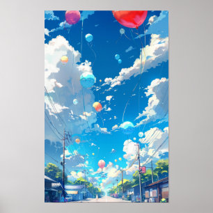 Poster de ballons colorés pour décoration gaie - P
