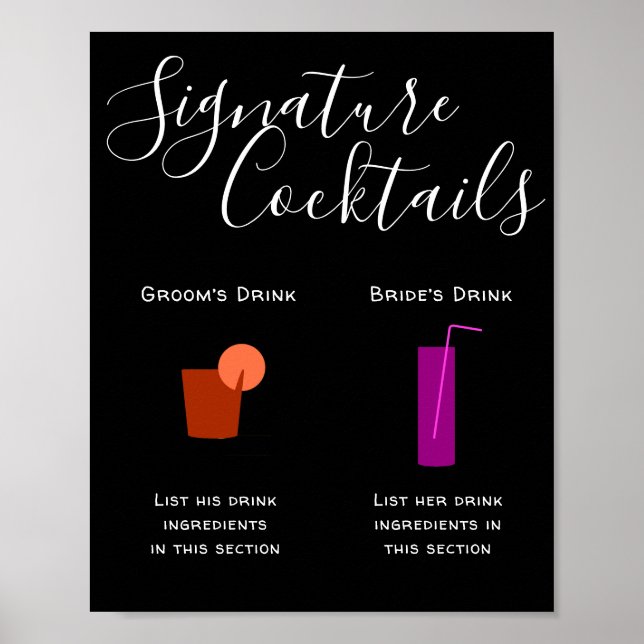 Poster de bar Mariage de boissons signature (Devant)