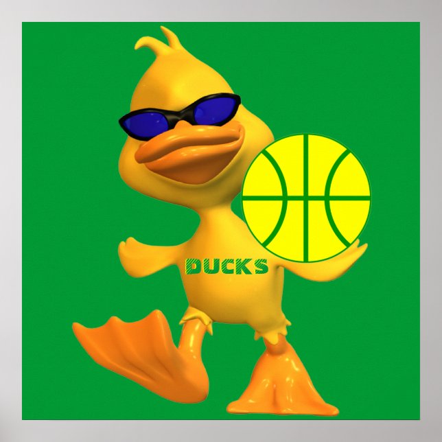 Poster de basket-ball des canards cool (Devant)