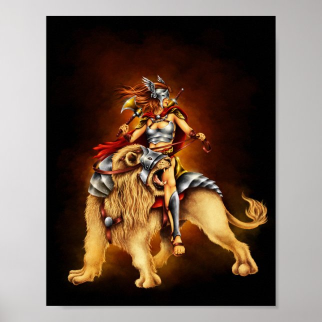 Poster de bataille Lion Tamer Warrioman (Devant)