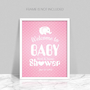 Poster de bienvenue baby shower avec éléphant pour