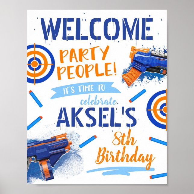 Poster de bienvenue de Dart Gun | Dart Party (Devant)