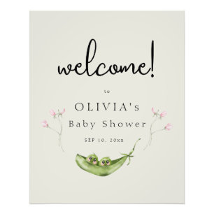 Poster de bienvenue de deux pois dans un Baby show