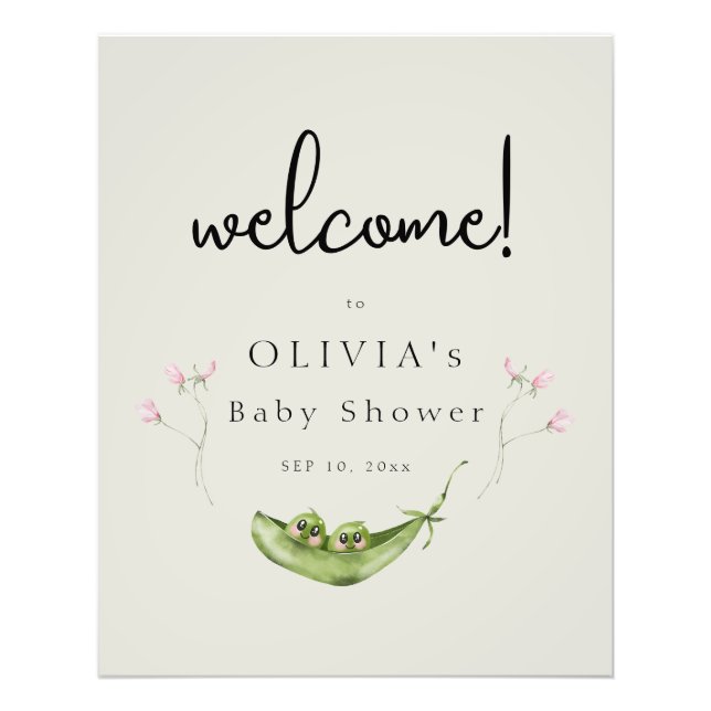 Poster de bienvenue de deux pois dans un Baby show (Devant)
