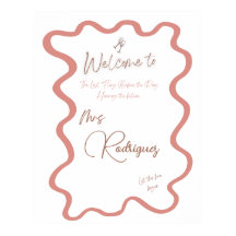 Poster de bienvenue de Fête des mariées rose éléga