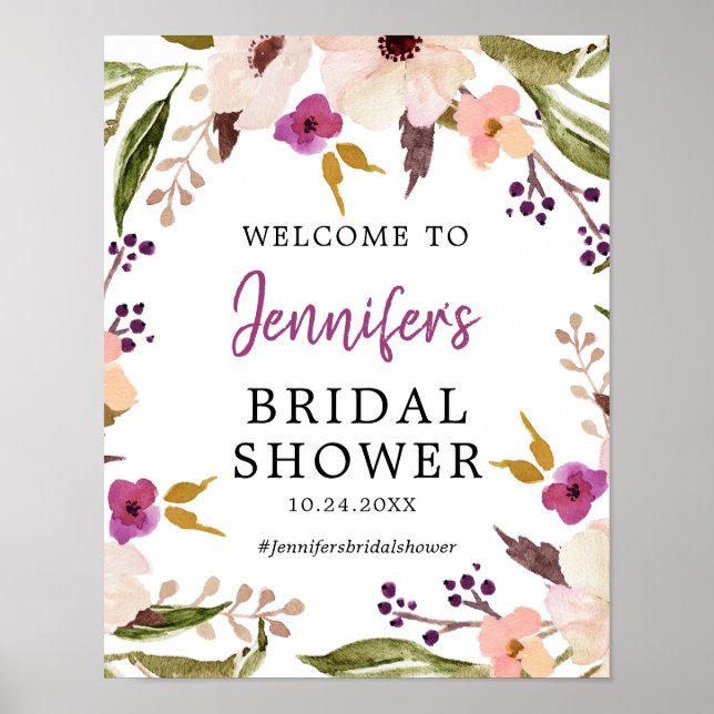 Poster de bienvenue de la Fête des mariées florale (Devant)