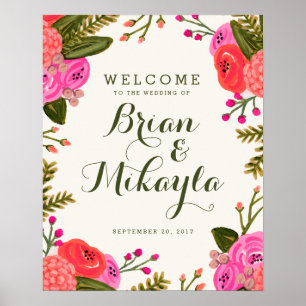 Poster de bienvenue de mariage vintage Garden