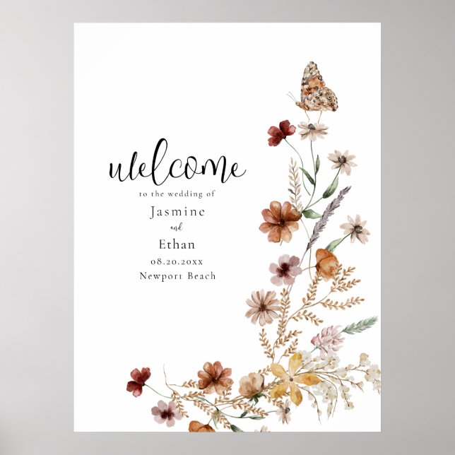 Poster de bienvenue des Fleurs sauvages d'aquarell (Devant)