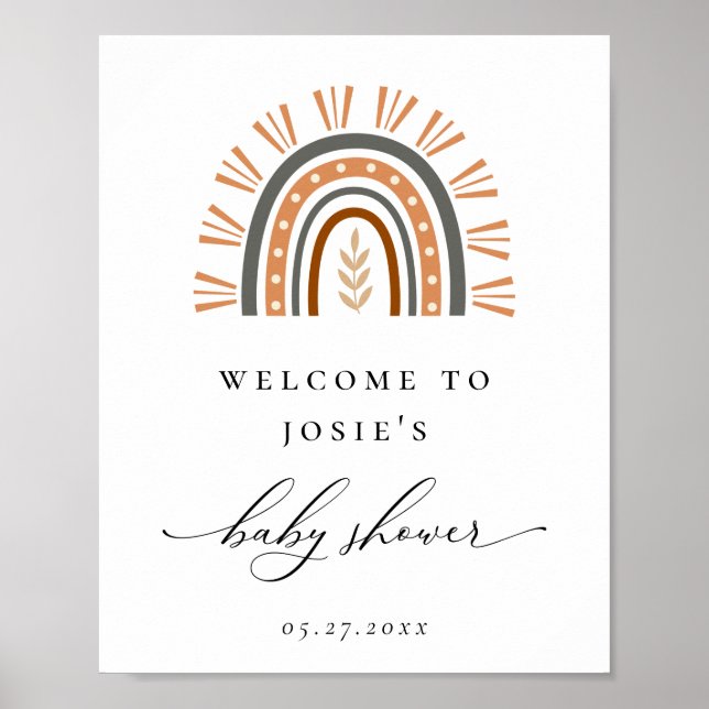 Poster de bienvenue du Baby shower Arc-en-ciel Boh (Devant)