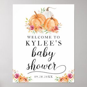 Poster de bienvenue du Baby shower Citrouille d'au