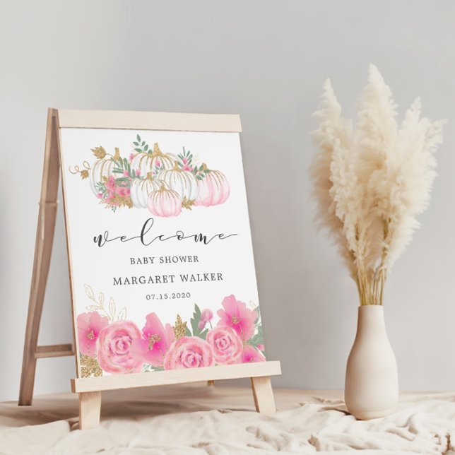 Poster de bienvenue du Baby shower Citrouille d'or (Créateur téléchargé)