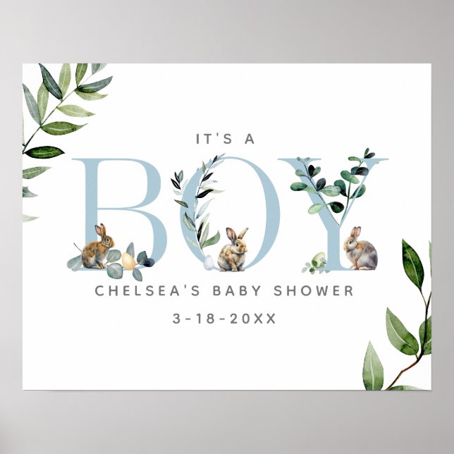 Poster de bienvenue du Baby shower de lapin lapin  (Devant)