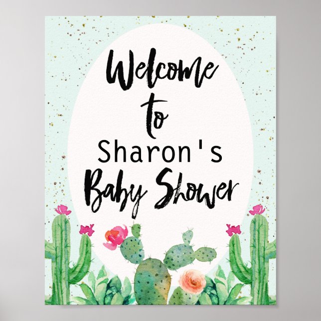 Poster de bienvenue du Baby shower Fiesta de Cactu (Devant)