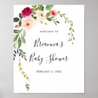 Poster de bienvenue du Baby shower Rose vert