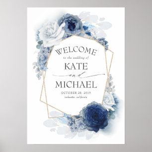 Poster de bienvenue du Mariage bleu de la marine e