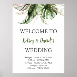 Poster de bienvenue du Mariage de la verdure rose
