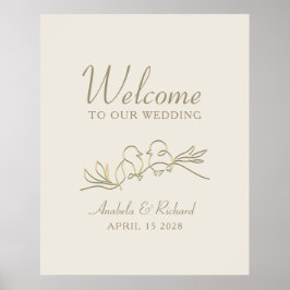 Poster de bienvenue du Mariage d'or romantique