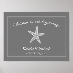 Poster de bienvenue du Mariage Gris Starfish