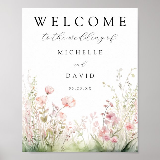 Poster de bienvenue du Mariage Pastel Floral (Devant)