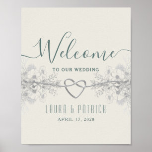 Poster de bienvenue du Mariage Sage Green