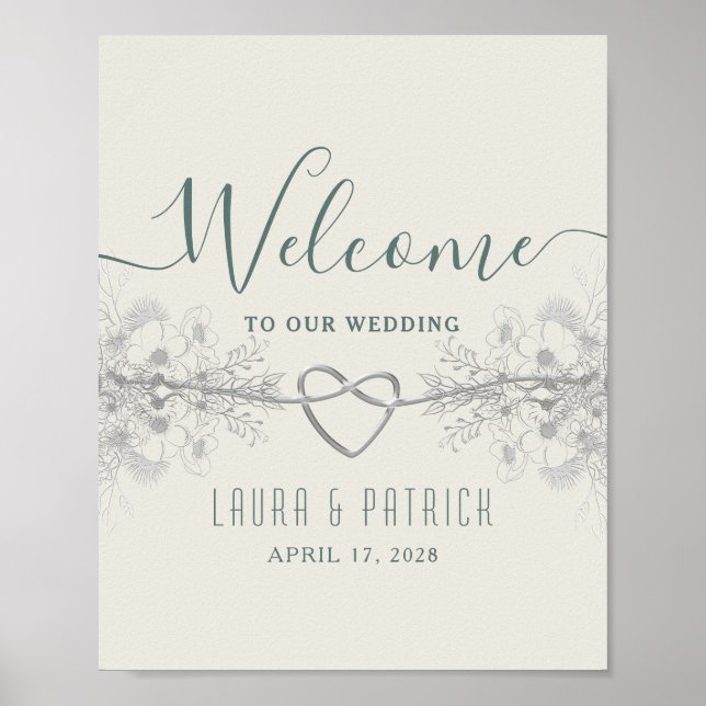 Poster de bienvenue du Mariage Sage Green (Devant)