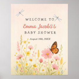 Poster de bienvenue du petit Baby shower Fleur sau
