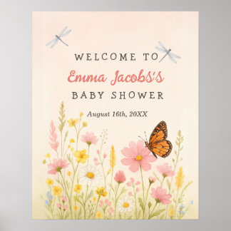 Poster de bienvenue du petit Baby shower Fleur sau