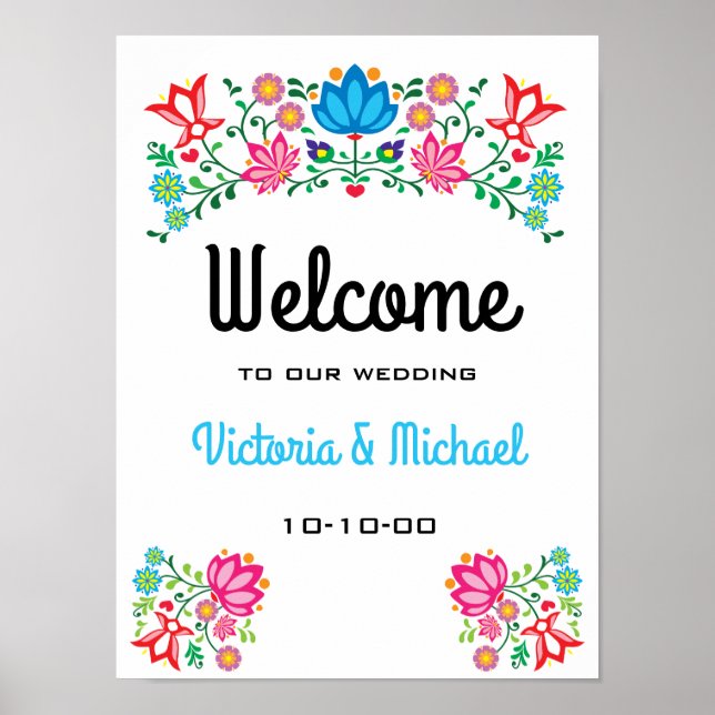 Poster de bienvenue Floral Fiesta Mexicaine (Devant)