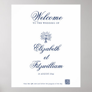 Poster de bienvenue minimaliste de Bouquet de mari