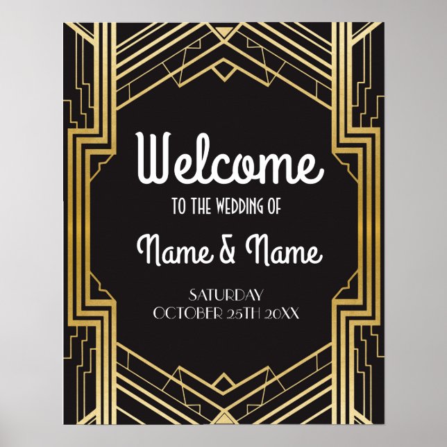 Poster de bienvenue Poster de Mariage Art Déco Gat (Devant)