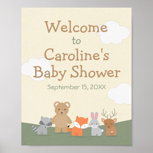Poster de bienvenue pour le Baby shower animal de  (Devant)