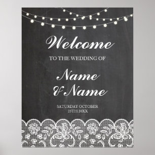 Poster de bienvenue Signet Mariage Lace & Chalk Po
