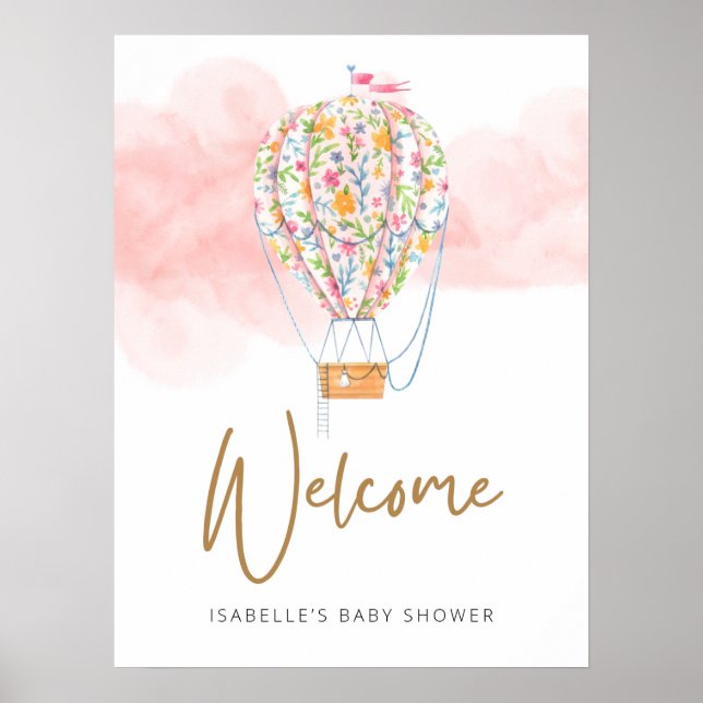 Poster de bienvenue sur le Baby shower de ballon à (Devant)