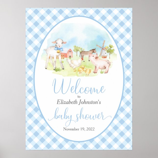 Poster de bienvenue sur le Baby shower des animaux (Devant)