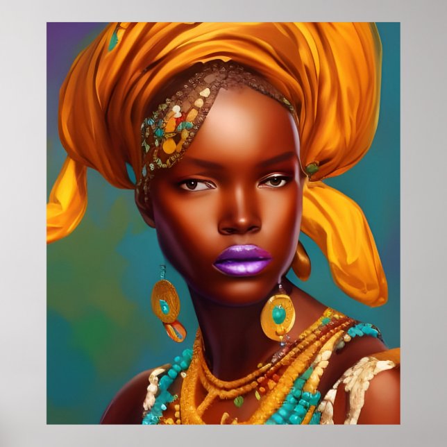 Poster de bijoux en or femme princesse africaine (Devant)