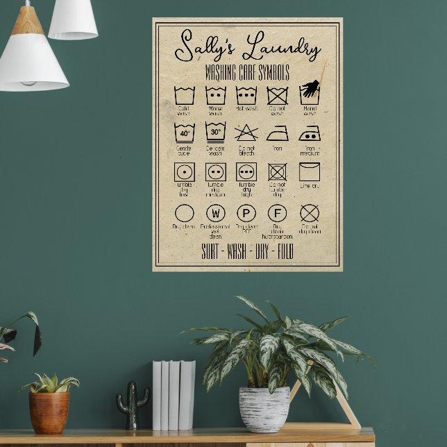 Poster de blanchisserie infographie lave symboles  (Salon 1)