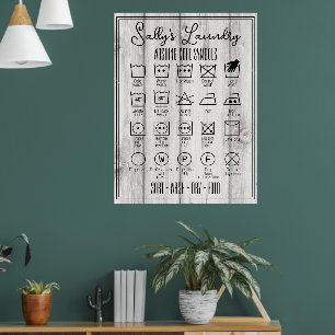 Poster de blanchisserie infographie lave symboles 