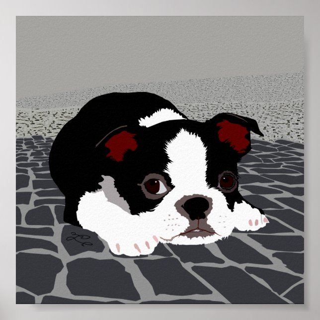 Poster de Boston Terrier Stone Paving Wall Art (Devant)