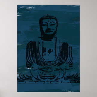 Poster de Bouddha Grunge - Turquoise foncé