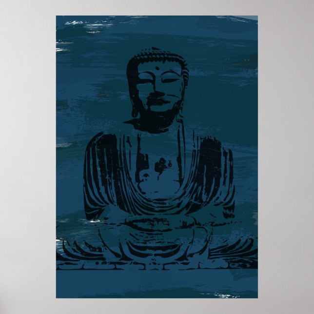 Poster de Bouddha Grunge - Turquoise foncé (Devant)