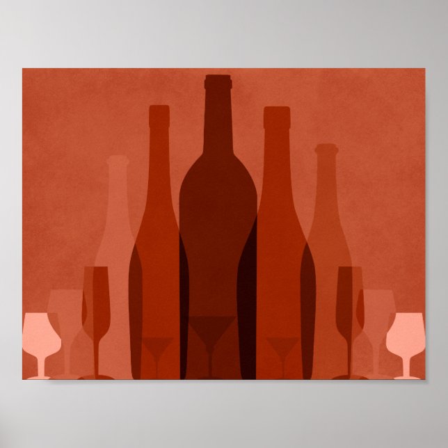 poster de bouteilles de vin orange moderne (Devant)