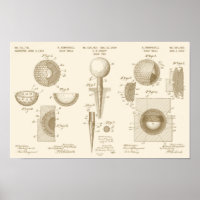 Poster de brevet de golf vintage 1 Sepia