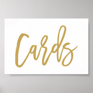 Poster de cartes de mariage en or lettres main chi