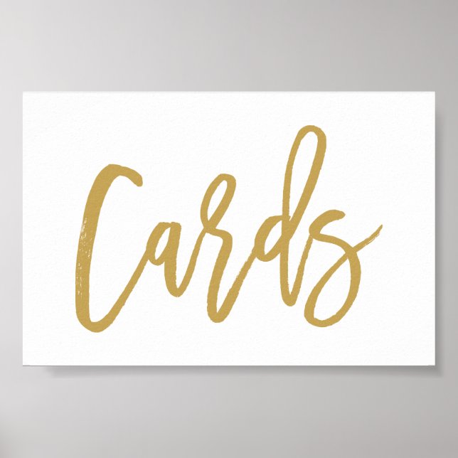 Poster de cartes de mariage en or lettres main chi (Devant)