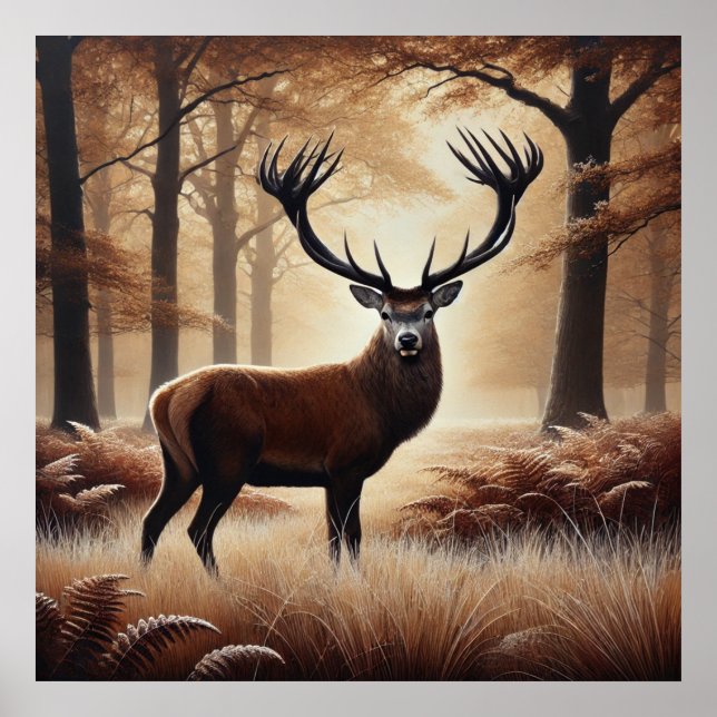 Poster de cerfs d'automne (Devant)