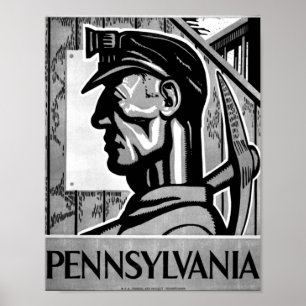 Poster de charbon Pennsylvanie WPA 1938 Poster