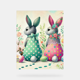 Poster de charmes de fête et de lapins à motifs