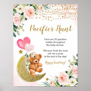 Poster de chasse au Baby shower rose